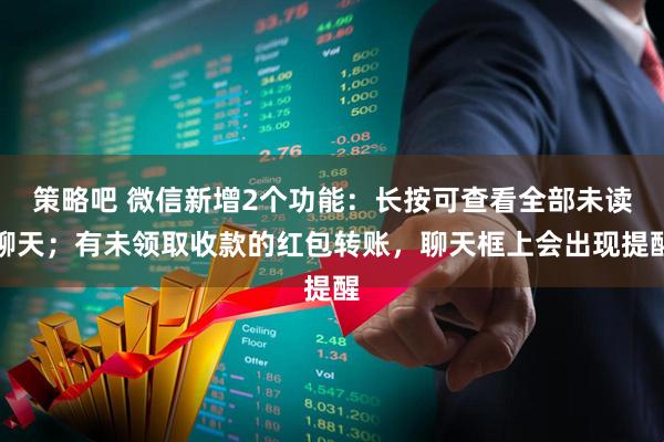 策略吧 微信新增2个功能：长按可查看全部未读聊天；有未领取收款的红包转账，聊天框上会出现提醒